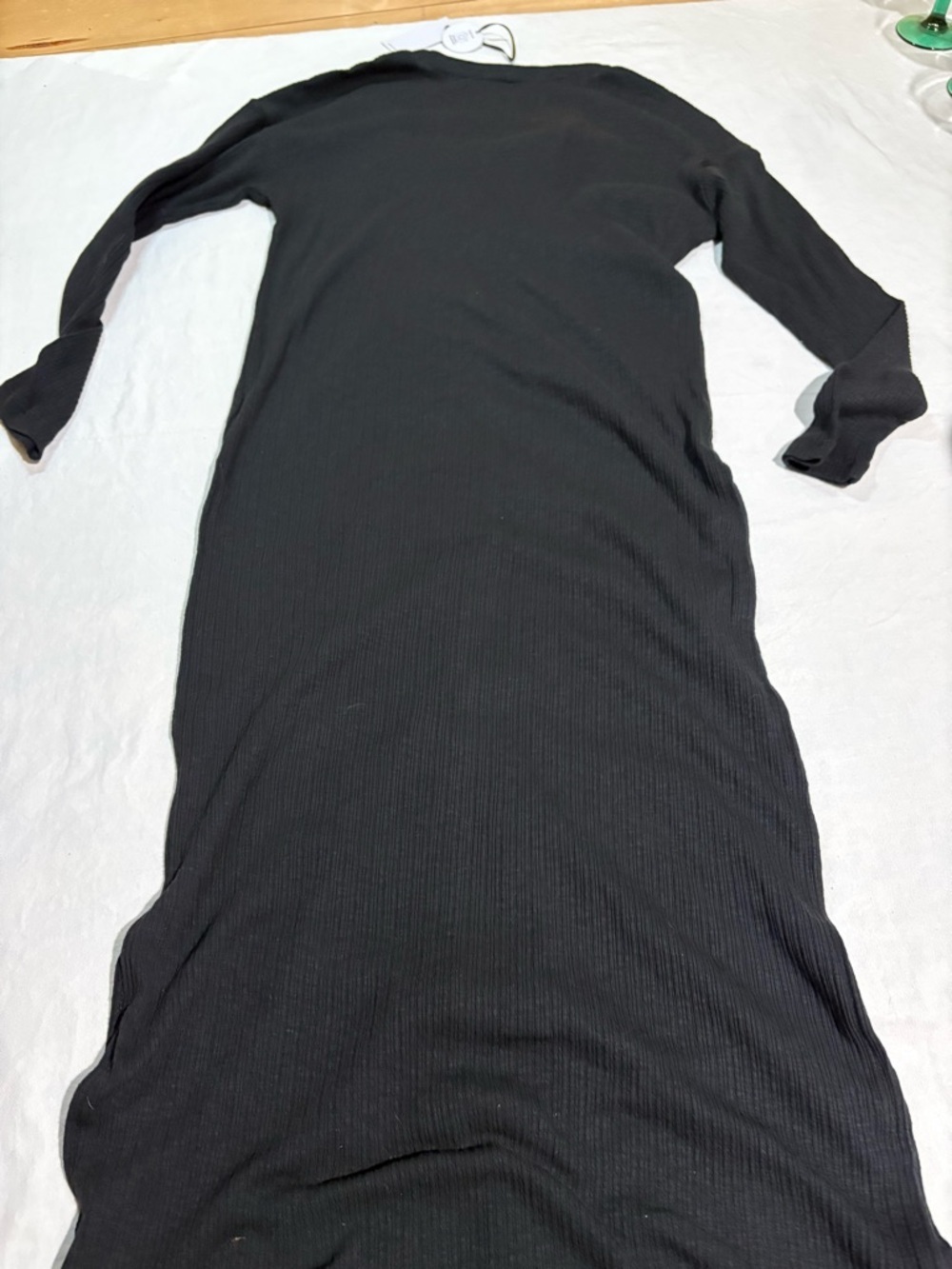 Z Supply Black Ribbed Button-Front Midi Dress - Picture 4 of 5
